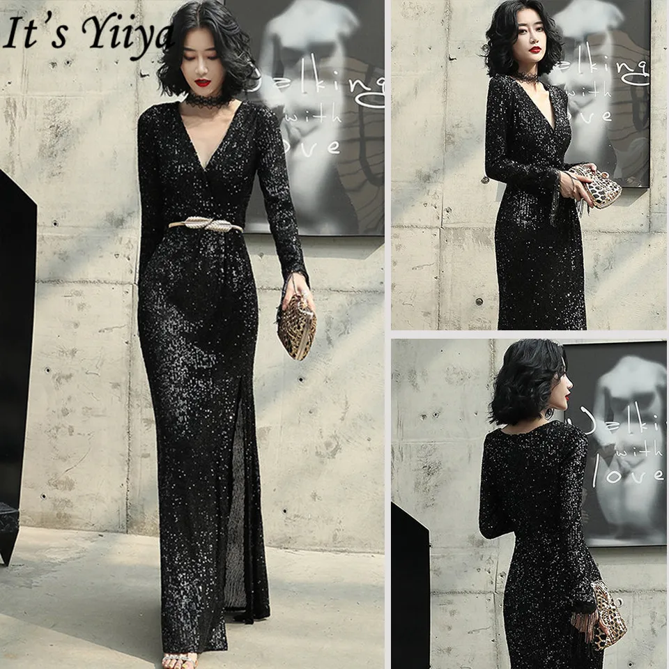 It's Yiiya Black Formal Dress Long Sleeve A-Line Zipper Long Dresses Evening Split Floor-Length Sequined Solid Eveing Gowns K020
It's Yiiya Black Formal Dress Long Sleeve A-Line Zipper Long Dresses Evening Split Floor-Length Sequined Solid Eveing Gowns K020