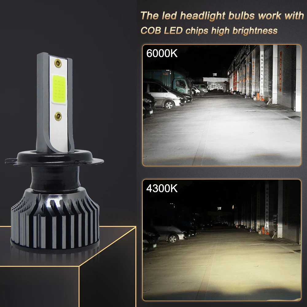 COOLFOX 2Pcs C6 Lamp Car Led H1 H3 H7 Canbus Headlight 8000LM HB3 HB4 LED Bulb H4 H11 9005 9006 880 H27 Lights 12V 6000K | Автомобили и