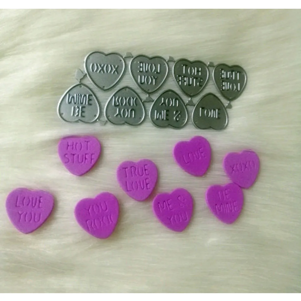 

8Pcs Hearts Words Metal Cutting Dies for DIY Scrapbooking Album Paper Gift Cards Decorative Crafts Embossing Die Cuts New 2021