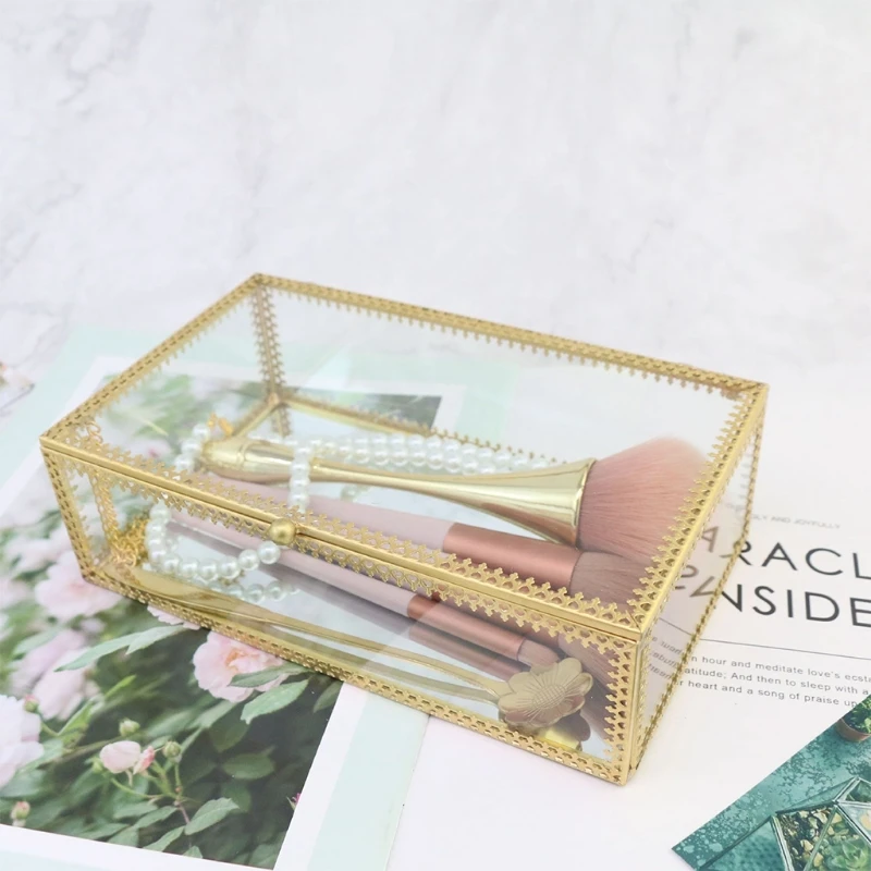 Vintage Glass Jewelry Organizer Box,Golden Metal Keepsake Box Desktop Jewelry Organizer Holder, Wedding Birthday Gift
Vintage Glass Jewelry Organizer Box,Golden Metal Keepsake Box Desktop Jewelry Organizer Holder, Wedding Birthday Gift