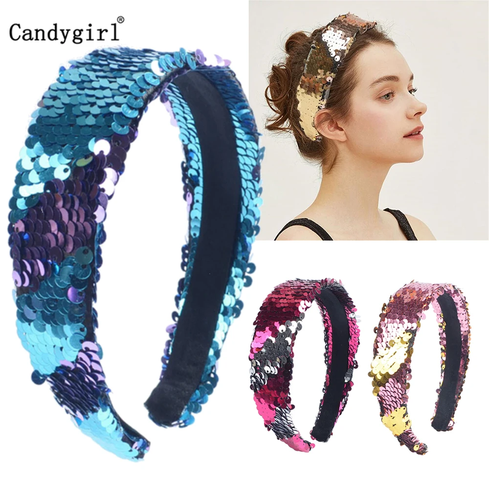 Women Reversible Sequins Mermaid Hairbands Wide Glitter Headband Girls Hair Hoop Turban Hair Accessories Headdress Gifts
Women Reversible Sequins Mermaid Hairbands Wide Glitter Headband Girls Hair Hoop Turban Hair Accessories Headdress Gifts