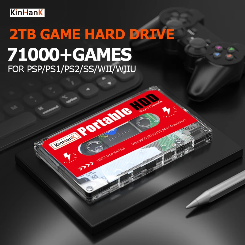 

NEW ER 2T HDD Portable External Hard Drive Disk With 71000+Games For Sega Saturn/PS1/PS2/PS3/WIIU/WII/N64 SATA 3.0 For PC