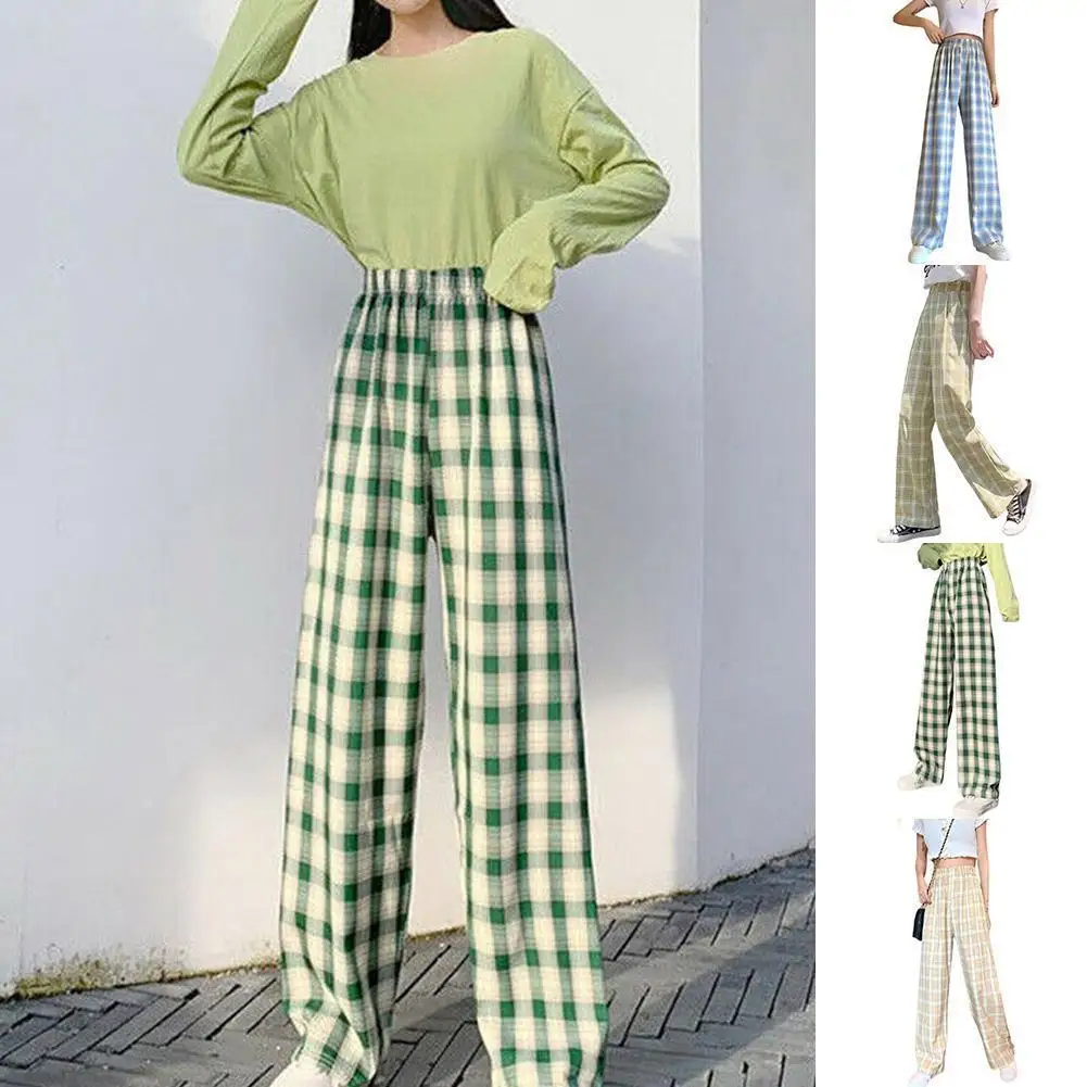 Women's Wide-leg Trousers Plaid Casual Mid-waist is Dark Fashion Grid Thinner and Green High-loose Mid-waist Trousers Patte Z6C5
Women's Wide-leg Trousers Plaid Casual Mid-waist is Dark Fashion Grid Thinner and Green High-loose Mid-waist Trousers Patte Z6C5