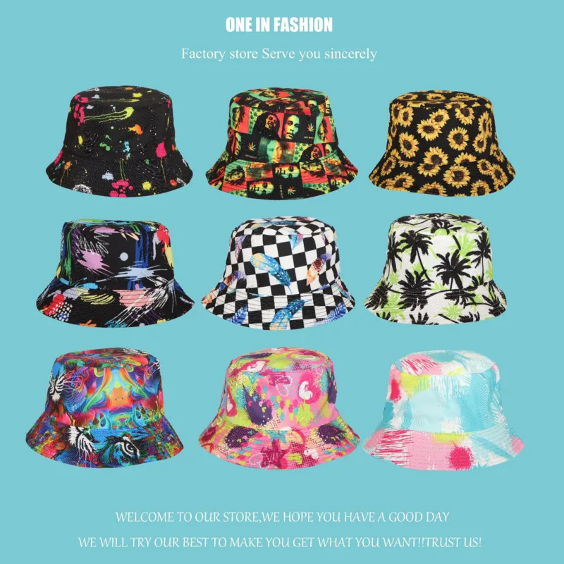 2021 Summer Double Sided Bucket Hat Women Colorful Plant Graffiti Animal Fisherman Hat Hip Hop Unisex Outdoor Casual Panama Hat
2021 Summer Double Sided Bucket Hat Women Colorful Plant Graffiti Animal Fisherman Hat Hip Hop Unisex Outdoor Casual Panama Hat