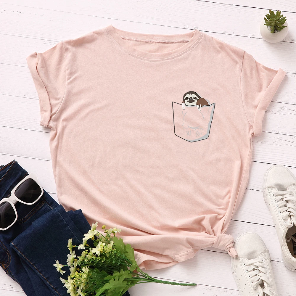 Women T-shirt Graphic Tees 100% Cotton T Shirts Tops Streetwear Oversized Clothes Short Sleeve Sloth Printed Funny Shirt
Women T-shirt Graphic Tees 100% Cotton T Shirts Tops Streetwear Oversized Clothes Short Sleeve Sloth Printed Funny Shirt