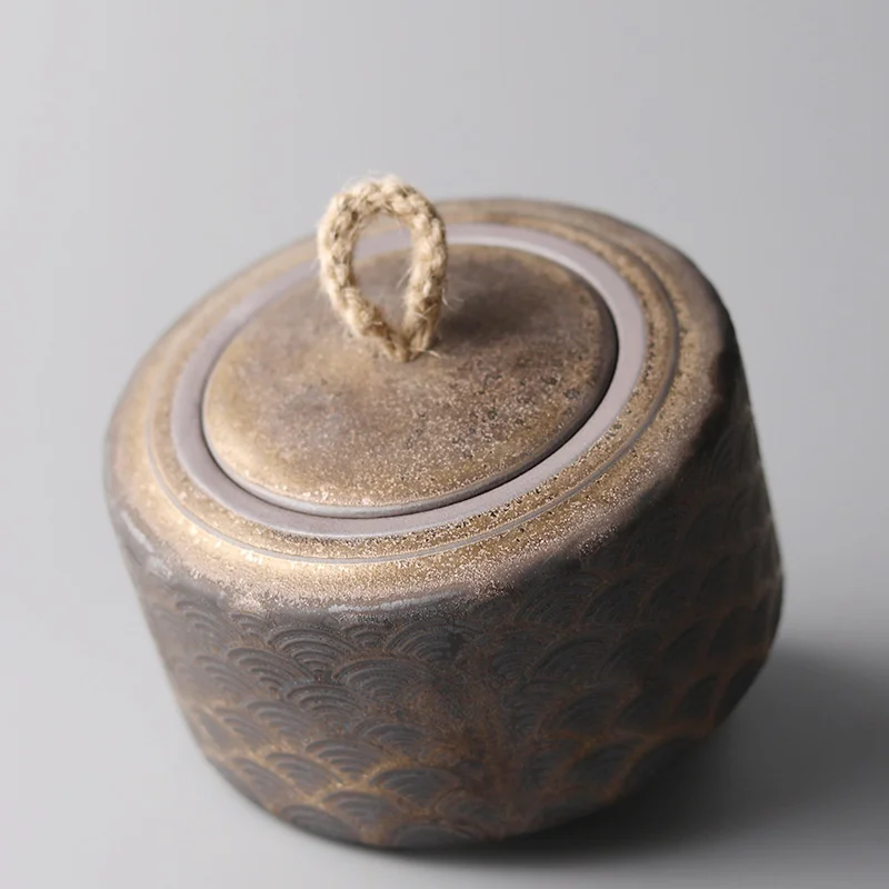 

Японские керамические чайные кадки, винтажная фарфоровая чайная канистра для хранения чая или еды