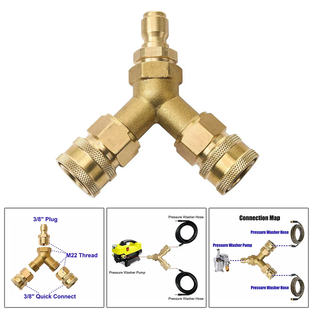 3/8 Fitting Pressure Washer Tee Splitter Coupler Quick Connect Two To One High Pressure Washer 3/8'' Quick Connector Plug Socket
3/8 Fitting Pressure Washer Tee Splitter Coupler Quick Connect Two To One High Pressure Washer 3/8'' Quick Connector Plug Socket
