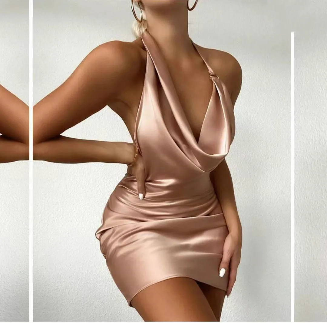 2021 Summer Sexy Sleeveless Draped Camisole Little Black Dress Women Elegant Halter Backless Party Mini Dresses
2021 Summer Sexy Sleeveless Draped Camisole Little Black Dress Women Elegant Halter Backless Party Mini Dresses