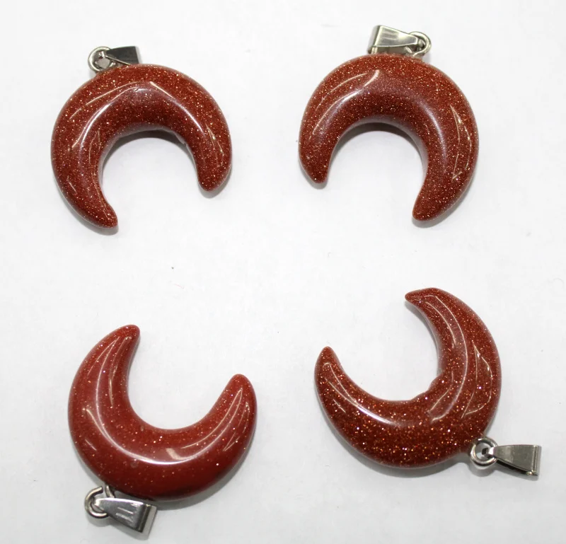 12pcs Fashion Vintage Natural Stone crystal Big Horn Shaped Crescent Moon pendant for DIY Jewelry Making Accessories 30*24mm | Украшения и
