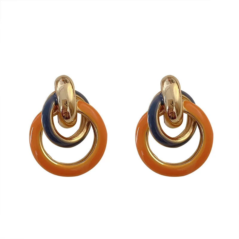 Contrast Color Layered Circle Earrings for Women Mujer Gold Color Metal Double Round Geometric Dangle Earrings Korean Jewelry
Contrast Color Layered Circle Earrings for Women Mujer Gold Color Metal Double Round Geometric Dangle Earrings Korean Jewelry