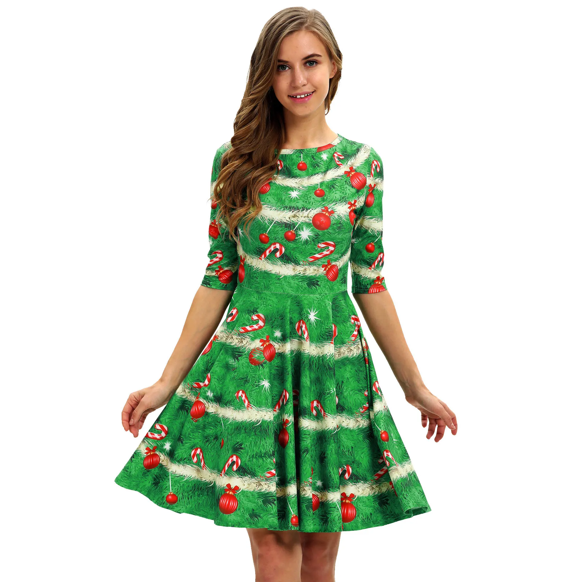 Christmas Fashion Elegant Midi Dresses Women Half Sleeve Swing Dresses Ruffle Xmas Cute Print Dresses Mujer Vestidos Robe Femme
Christmas Fashion Elegant Midi Dresses Women Half Sleeve Swing Dresses Ruffle Xmas Cute Print Dresses Mujer Vestidos Robe Femme