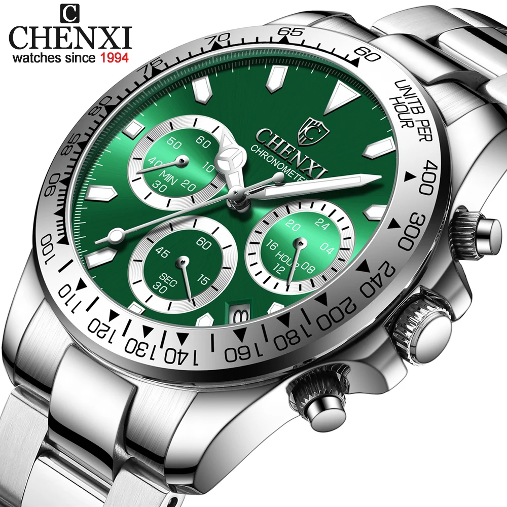 CHENXI новые мужские часы Топ бренд спортивные водонепроницаемые светящиеся