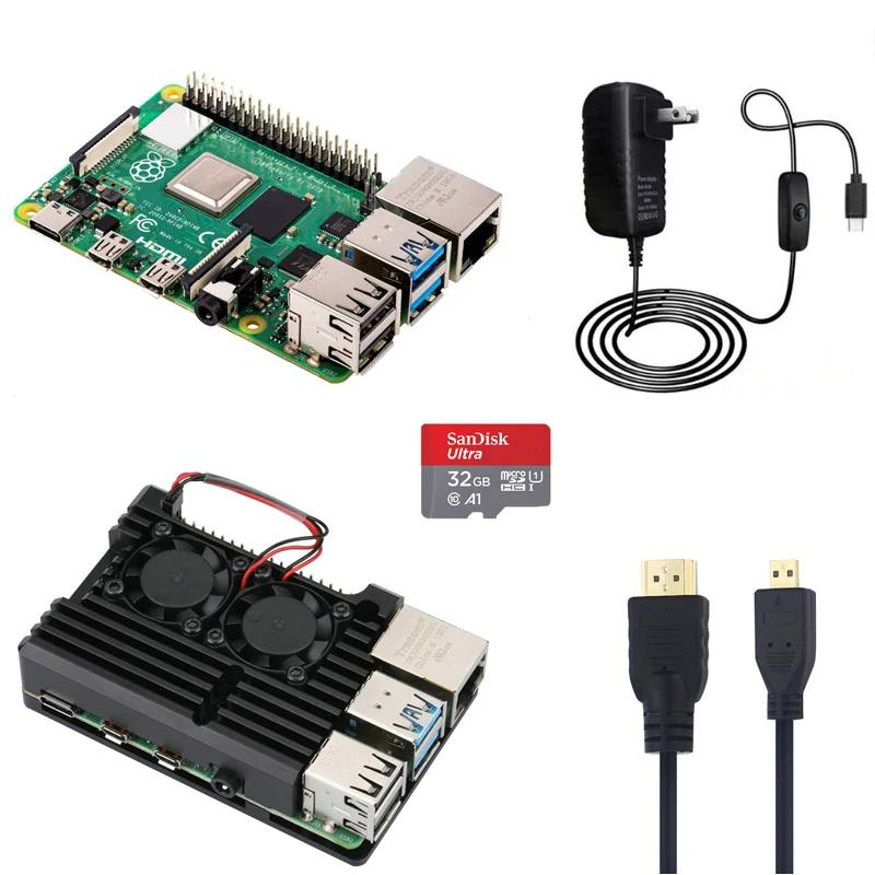 Raspberry Pi 4 Model B комплект для 1G/2G/4G с алюминиевым чехлом адаптер питания 5 в 3 А