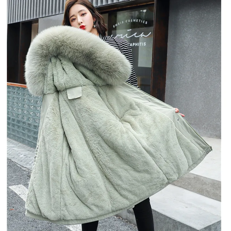 Fashion Big fur collar Parkas Female Winter Jacket Plus size Loose Cotton padded Long Coat Warm Thicken Hooded Women's Outerwear
Fashion Big fur collar Parkas Female Winter Jacket Plus size Loose Cotton padded Long Coat Warm Thicken Hooded Women's Outerwear