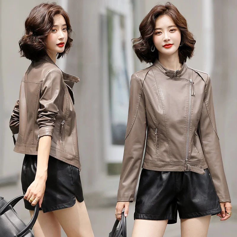 Small Leather Jacket Women's Short Locomotive Style Leather Jacket Spring and Autumn Women's Clothing Jacket Coat Korean
Small Leather Jacket Women's Short Locomotive Style Leather Jacket Spring and Autumn Women's Clothing Jacket Coat Korean