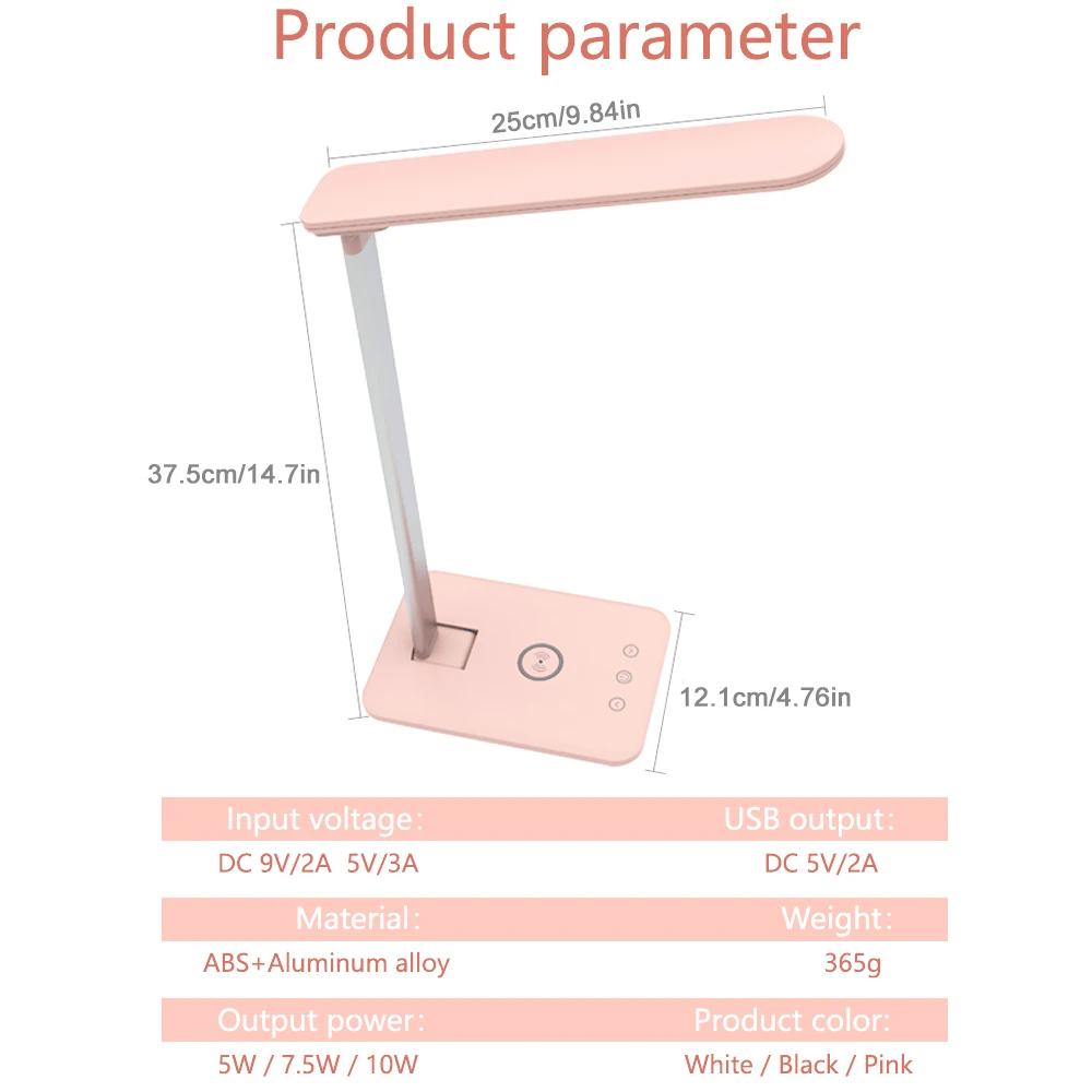 10W Wireless Charging LED Desk Lamp Phone Charger Eye Protect Reading Business Light Folding Design Home Study Office Table Lamp
10W Wireless Charging LED Desk Lamp Phone Charger Eye Protect Reading Business Light Folding Design Home Study Office Table Lamp
