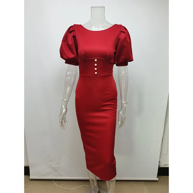 Bubble Short-sleeved Dress Women's Clothing 2021 Fashion New O Neck Sexy Back Open Split Casual Women's Bodycon Dress Red
Bubble Short-sleeved Dress Women's Clothing 2021 Fashion New O Neck Sexy Back Open Split Casual Women's Bodycon Dress Red