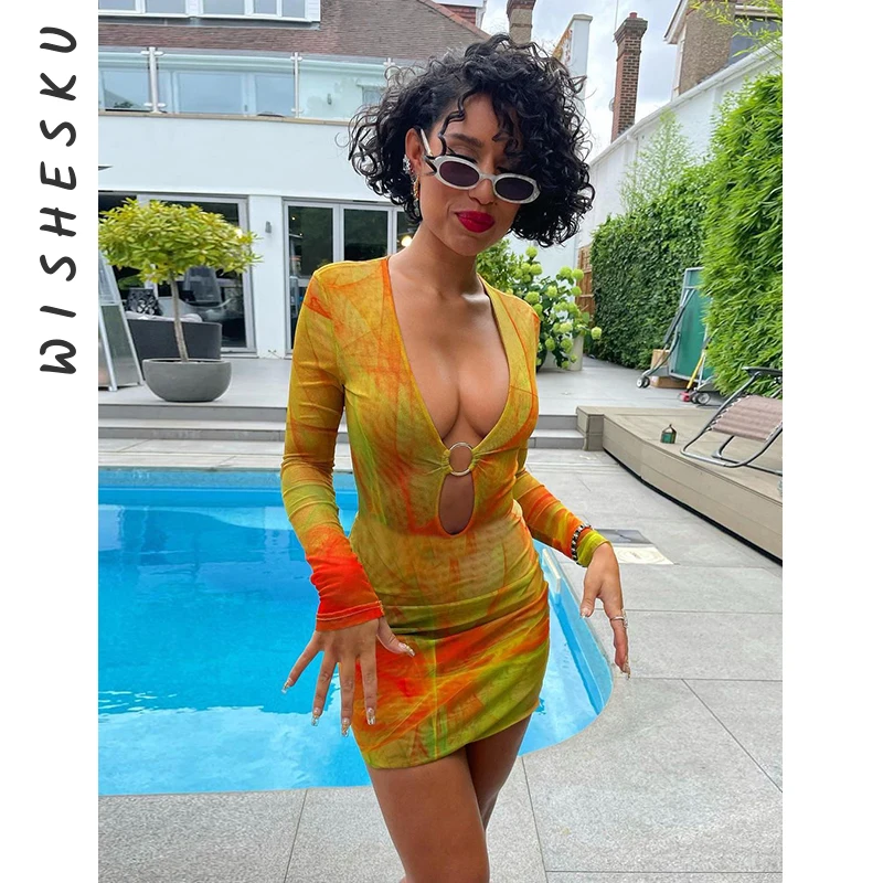 Sexy Deep V Neck Dress Tie Dye Long Sleeve Bodycon Mini Dresses Women Y2k Clothes 2022 Summer Beach Boho Club Party Wear
Sexy Deep V Neck Dress Tie Dye Long Sleeve Bodycon Mini Dresses Women Y2k Clothes 2022 Summer Beach Boho Club Party Wear