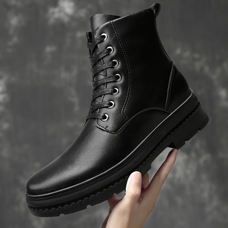 Мужские ботинки из натуральной кожи, теплые плюшевые зимние ботильоны на боковой молнии, Уличная обувь для снега, роскошная обувь ручной ра... 
Мужские ботинки из натуральной кожи, теплые плюшевые зимние ботильоны на боковой молнии, Уличная обувь для снега, роскошная обувь ручной ра...