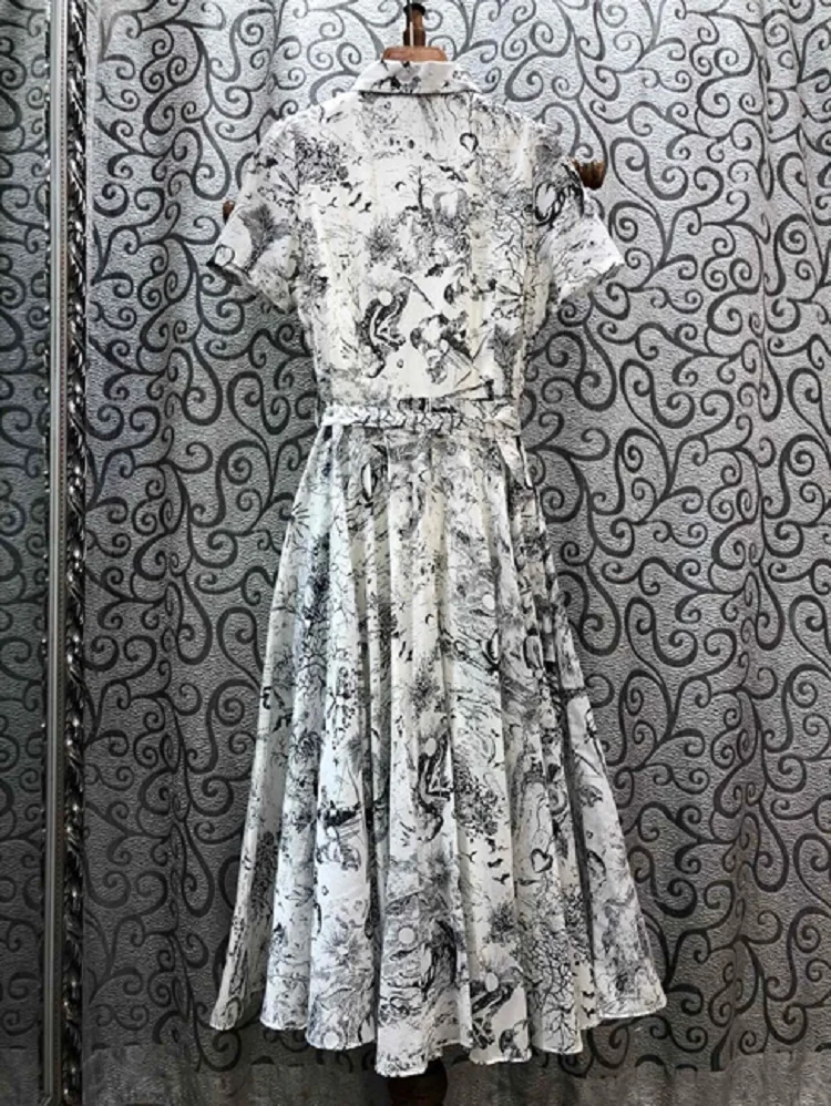 Top Quality Cotton 2020 Summer Fashion Clothing Women Turn-down Collar Exquisite Prints Short Sleeve Big Swing Dress XL
Top Quality Cotton 2020 Summer Fashion Clothing Women Turn-down Collar Exquisite Prints Short Sleeve Big Swing Dress XL