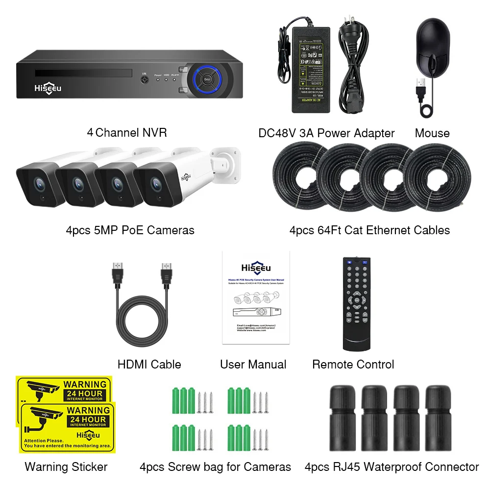 4CH CCTV Camera Security System Kit Audio Outdoor 5MP IP Camera H.265 P2P Video Surveillance NVR Set
4CH CCTV Camera Security System Kit Audio Outdoor 5MP IP Camera H.265 P2P Video Surveillance NVR Set
