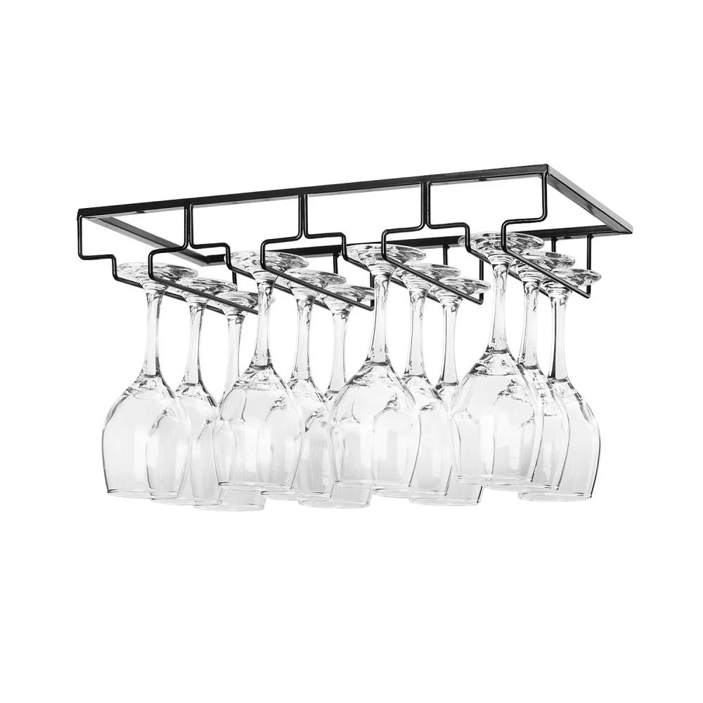 Wine Glass Rack - Under Cabinet Stemware Wine Glass Holder Glasses Storage Hanger Metal Organizer for Bar Kitchen Black 4 row
Wine Glass Rack - Under Cabinet Stemware Wine Glass Holder Glasses Storage Hanger Metal Organizer for Bar Kitchen Black 4 row
