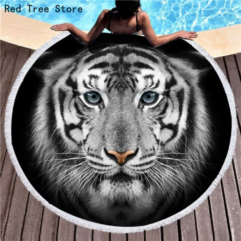 Tiger 3D Printing Round Beach Towel with Tassels Animal Pattern Bath Towel Microfiber Fabric 150cm Size for Outdoor Beach Picnic
Tiger 3D Printing Round Beach Towel with Tassels Animal Pattern Bath Towel Microfiber Fabric 150cm Size for Outdoor Beach Picnic