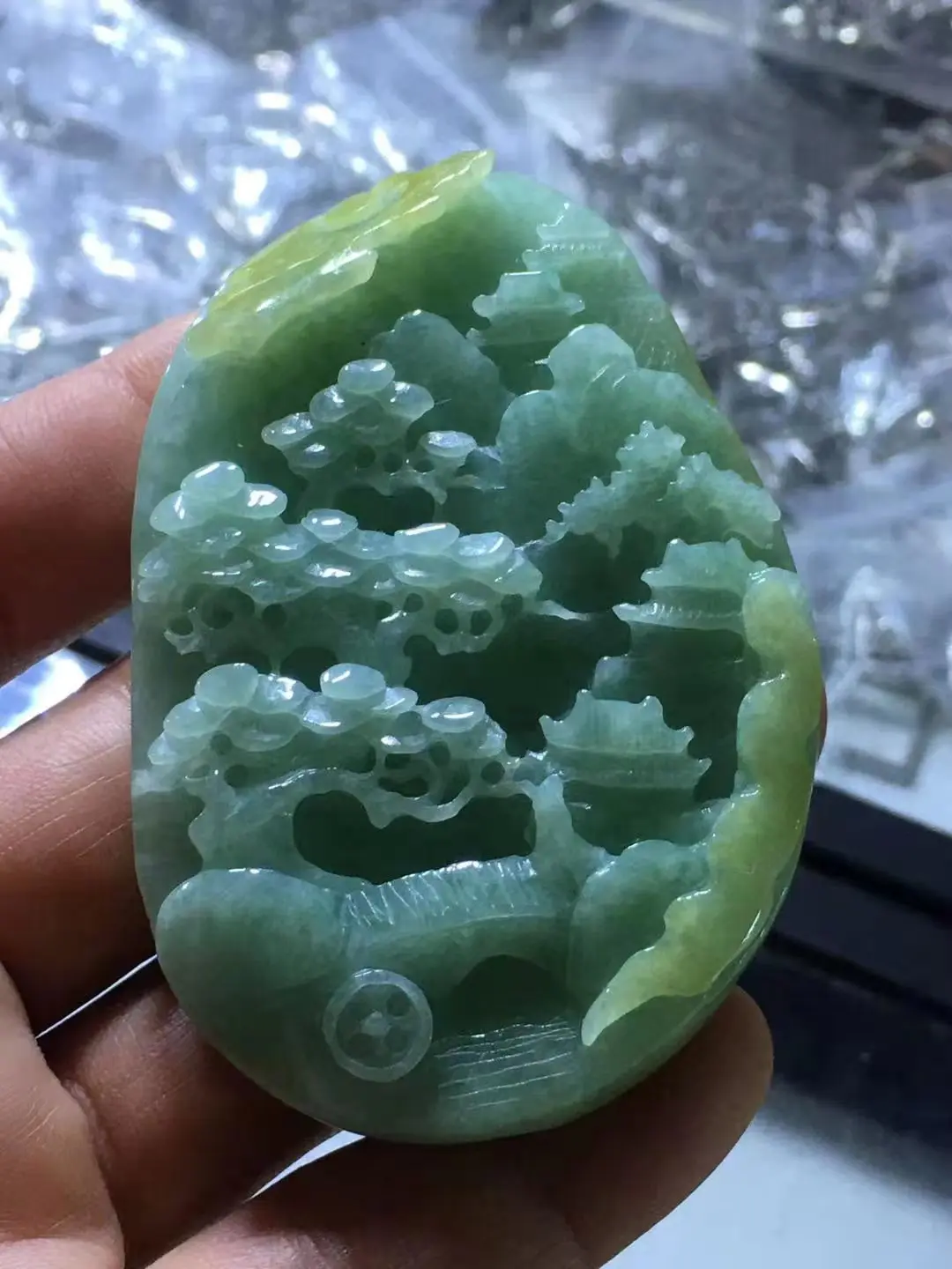 Natural Myanmar jade A HandCarved landscape jadeite jade green jade pendant jade necklace pendants jewelry necklaces men
Natural Myanmar jade A HandCarved landscape jadeite jade green jade pendant jade necklace pendants jewelry necklaces men