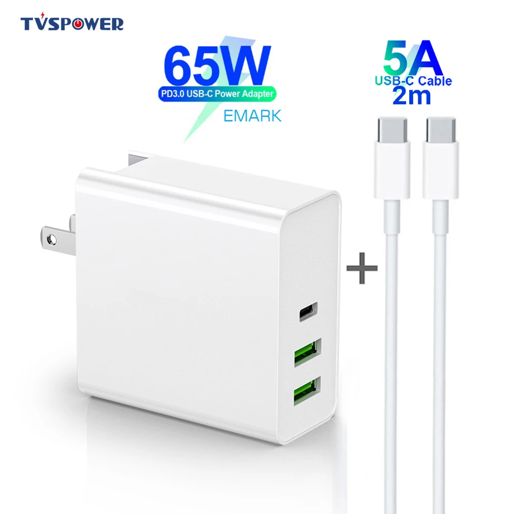 65W TYPE-C USB-C Power Adapter PD60W 45W QC3.0 Charger For USB-C Laptop MacBook Pro/Air iPad Pro 12W for Samsung iPhone 2M Cable
65W TYPE-C USB-C Power Adapter PD60W 45W QC3.0 Charger For USB-C Laptop MacBook Pro/Air iPad Pro 12W for Samsung iPhone 2M Cable