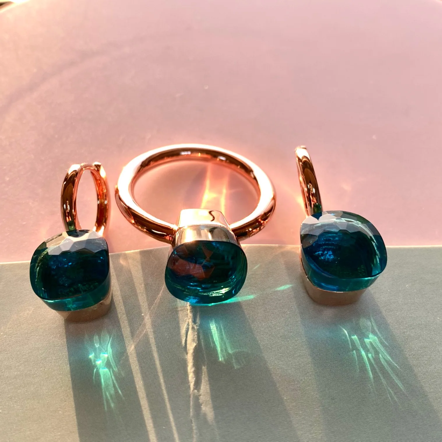28Colors Pomellato Candy Style Ring and Earrings Jewelry Set Rose Gold Plated Crystal Jewelry Set Earring/Ring gift for Women
28Colors Pomellato Candy Style Ring and Earrings Jewelry Set Rose Gold Plated Crystal Jewelry Set Earring/Ring gift for Women