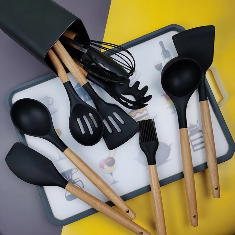 C5AD 12pcs Silicone Cooking Utensils Set Non-stick Spatula Shovel Brush Wooden Handle with Storage Box Kitchen Appliances
C5AD 12pcs Silicone Cooking Utensils Set Non-stick Spatula Shovel Brush Wooden Handle with Storage Box Kitchen Appliances