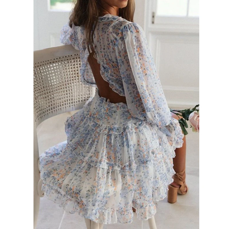 Women Cottagecore Dress Vintage Floral Print Ruffle Dress Woman Backless V-neck Dress Women Mini Plus Size Ladies Party Dress
Women Cottagecore Dress Vintage Floral Print Ruffle Dress Woman Backless V-neck Dress Women Mini Plus Size Ladies Party Dress
