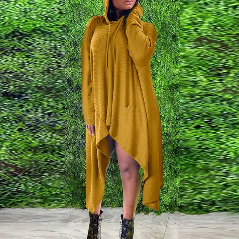 Spring Asymmetric Dress 2021 VONDA Women Solid Color Long Sleeve Casual Dress Hooded Dress Casual Vestido Oversized Robe
Spring Asymmetric Dress 2021 VONDA Women Solid Color Long Sleeve Casual Dress Hooded Dress Casual Vestido Oversized Robe
