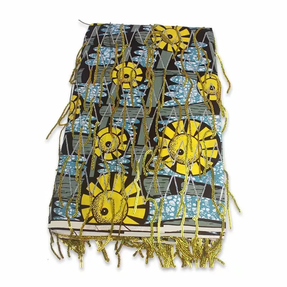 Latest Sequins African Fabrics 100% Cotton Batiki Wax Prints Kitenge/Pagnes/Kikwembe Embroidered Sequins YXL-123
Latest Sequins African Fabrics 100% Cotton Batiki Wax Prints Kitenge/Pagnes/Kikwembe Embroidered Sequins YXL-123