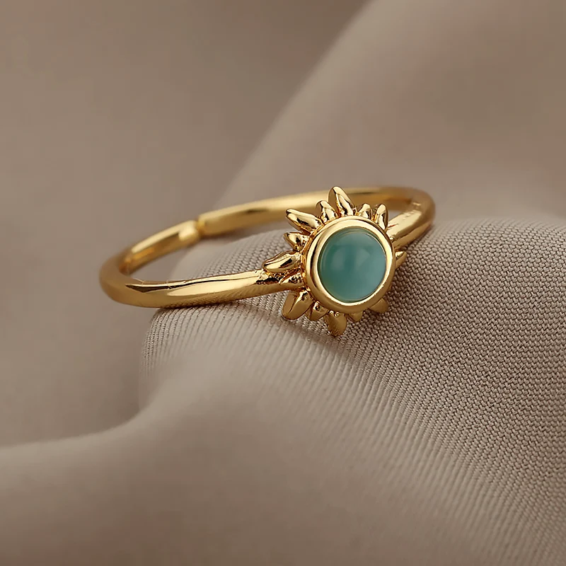 Vintage Opal Sun Flower Rings For Women Adjustable Moon Sun Couple Finger Ring Aesthetic Jewelry Accessories 2021 Bague BFF
Vintage Opal Sun Flower Rings For Women Adjustable Moon Sun Couple Finger Ring Aesthetic Jewelry Accessories 2021 Bague BFF
