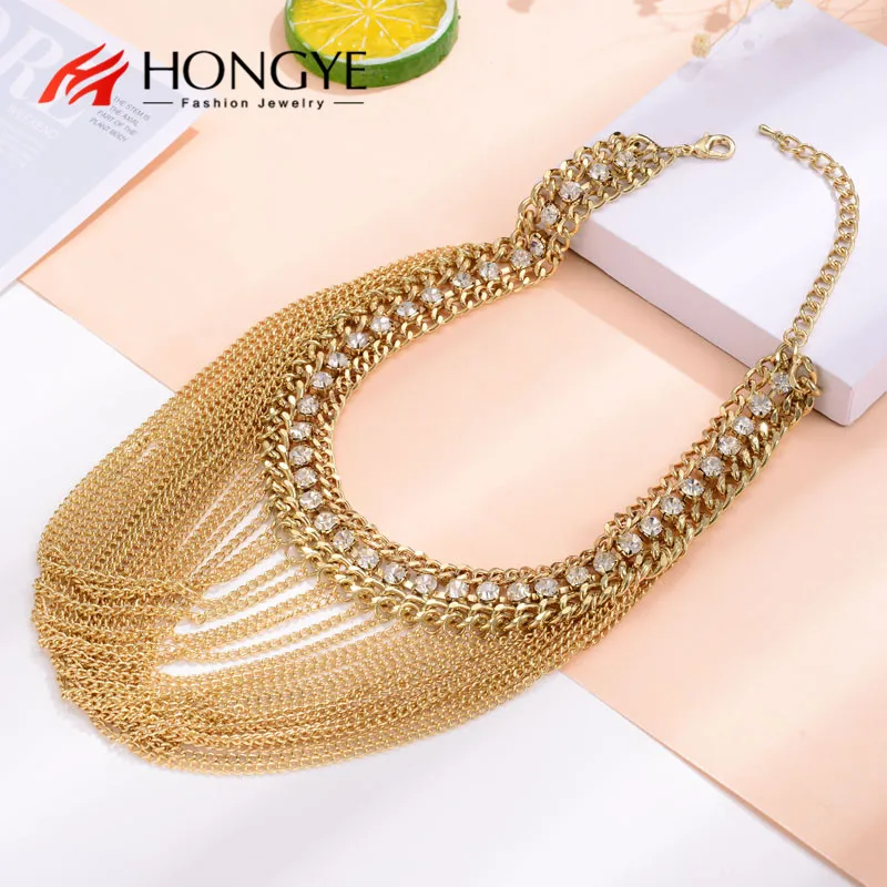 HONGYE Big Gold Color Necklaces Exaggerated Metal Tassel Long Women Choker Chain Cross Multi Layer Arc Collier Female Gift
HONGYE Big Gold Color Necklaces Exaggerated Metal Tassel Long Women Choker Chain Cross Multi Layer Arc Collier Female Gift