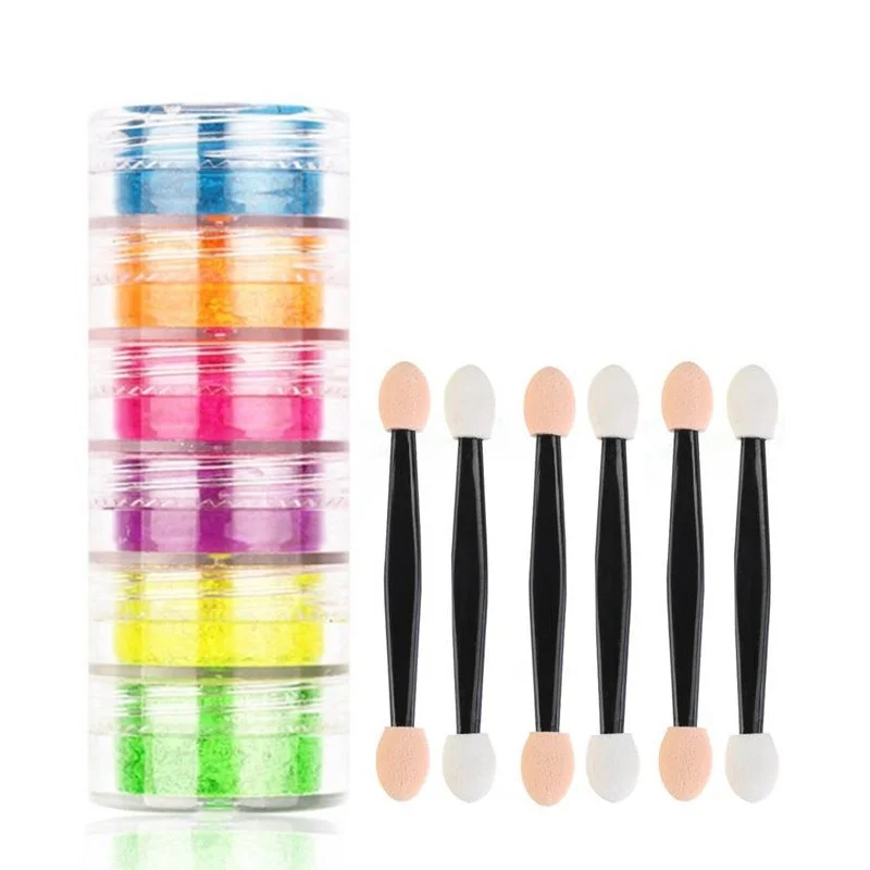 12pcs/Set Neon Fluorescent Powder Eye Shadow Phantom Color Pigment Nail Powder Shimmer Shiny Female Cosmetics With 6 Brushes
12pcs/Set Neon Fluorescent Powder Eye Shadow Phantom Color Pigment Nail Powder Shimmer Shiny Female Cosmetics With 6 Brushes
