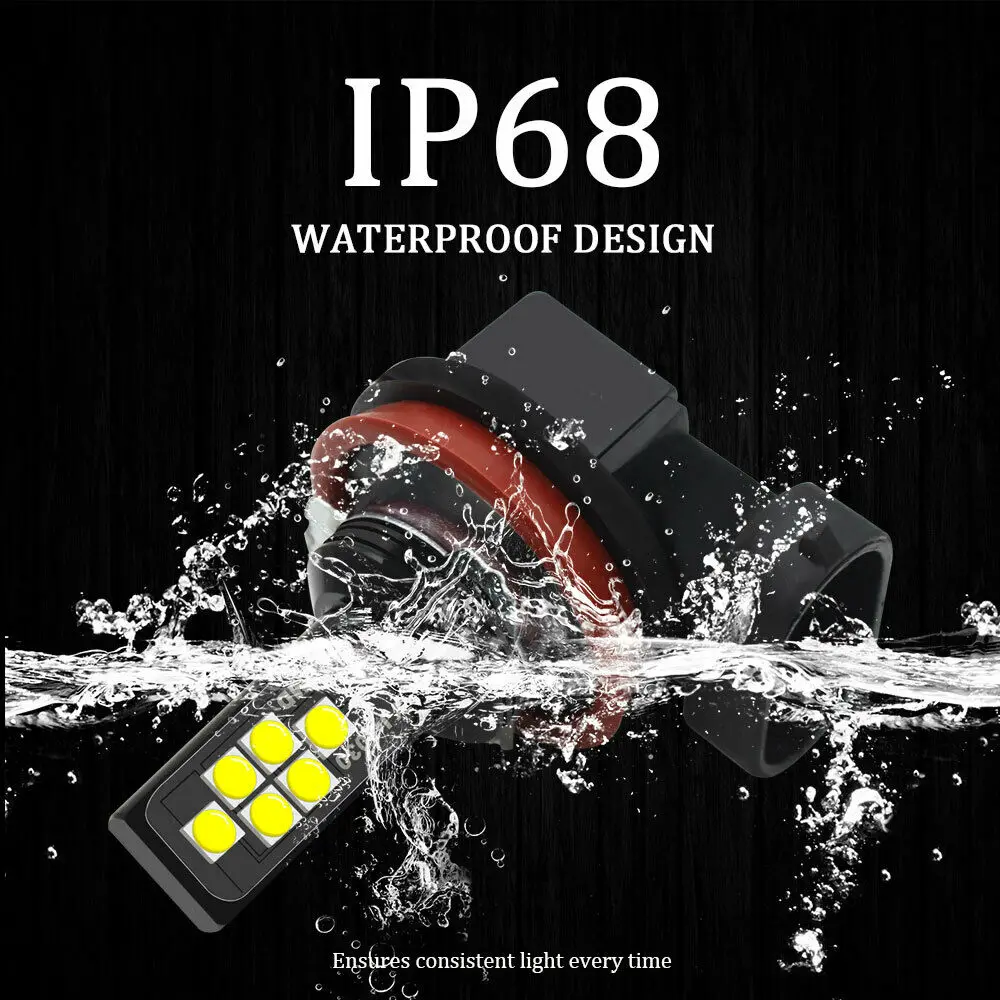 108W/Pair Fog Lights 2pcs LED Lights Set 3030 LED 6000K Bulbs Headlight