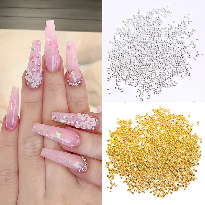 

1 Box Nail Art Tiny Steel Caviar Beads 0.6-1mm Mixed Size 3D Design Rose Gold Silver Jewelry Manicures DIY Decoration