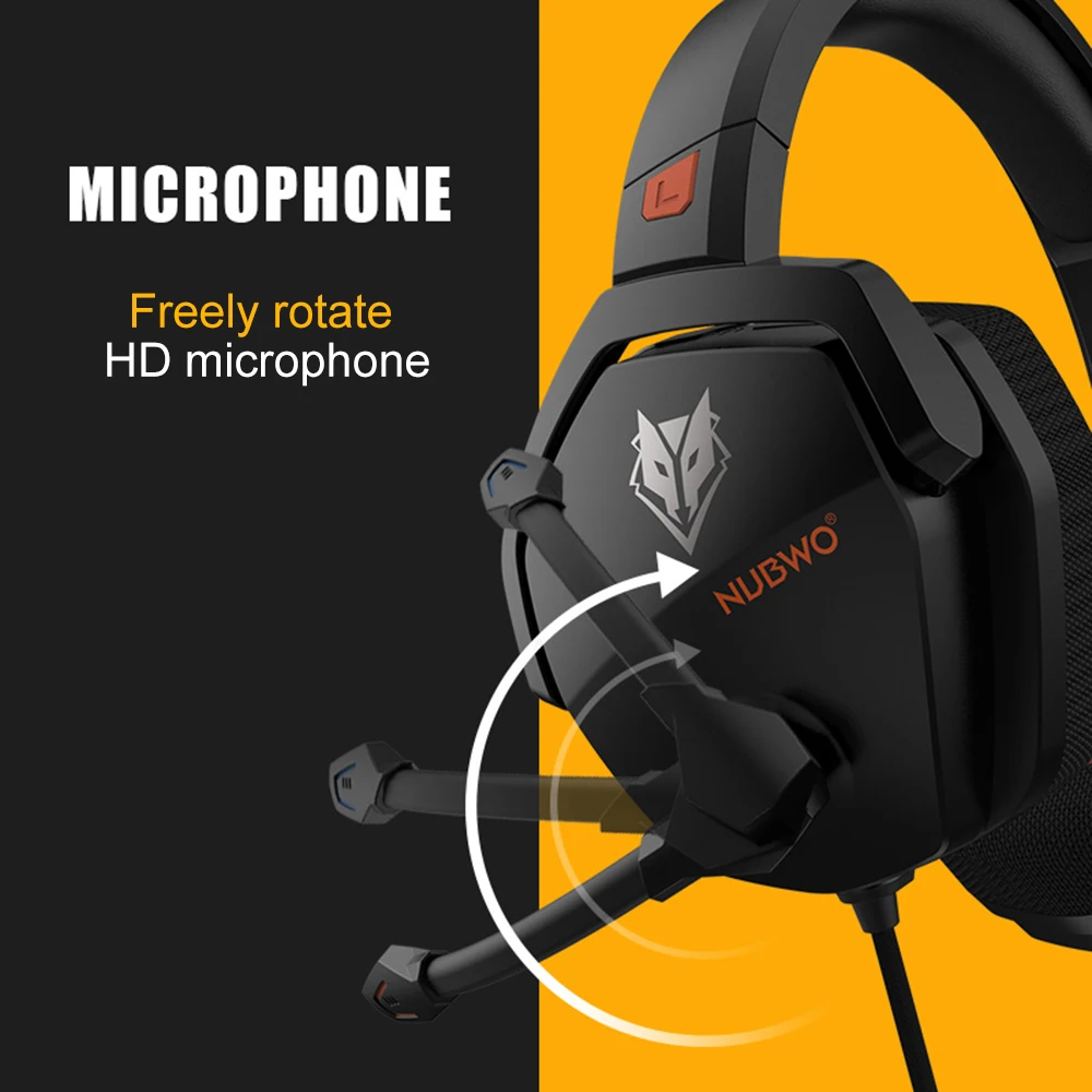 Накладные Игровые наушники NUBWO N16 шумоподавляющие с микрофоном проводные 3 5 мм