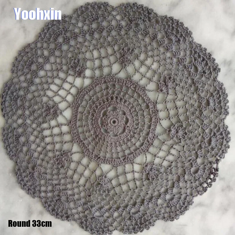 

33cm HOT Lace Round Cotton Table Place Mat Dish Pad Cloth Crochet Placemat Cup Mug Tablecloth Tea Coaster Handmade Doily Kitchen