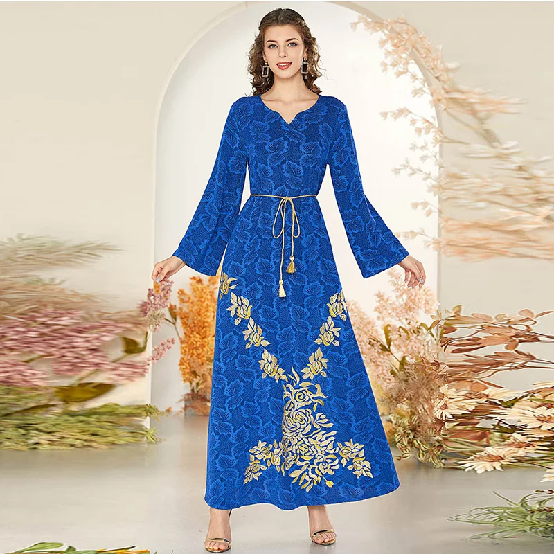 Spring and Autumn Dutch Casual Women's Embroidered Flower Loose Belt Blue Print Bright Color Long Skirt Muslim Womens Long Skirt
Spring and Autumn Dutch Casual Women's Embroidered Flower Loose Belt Blue Print Bright Color Long Skirt Muslim Womens Long Skirt