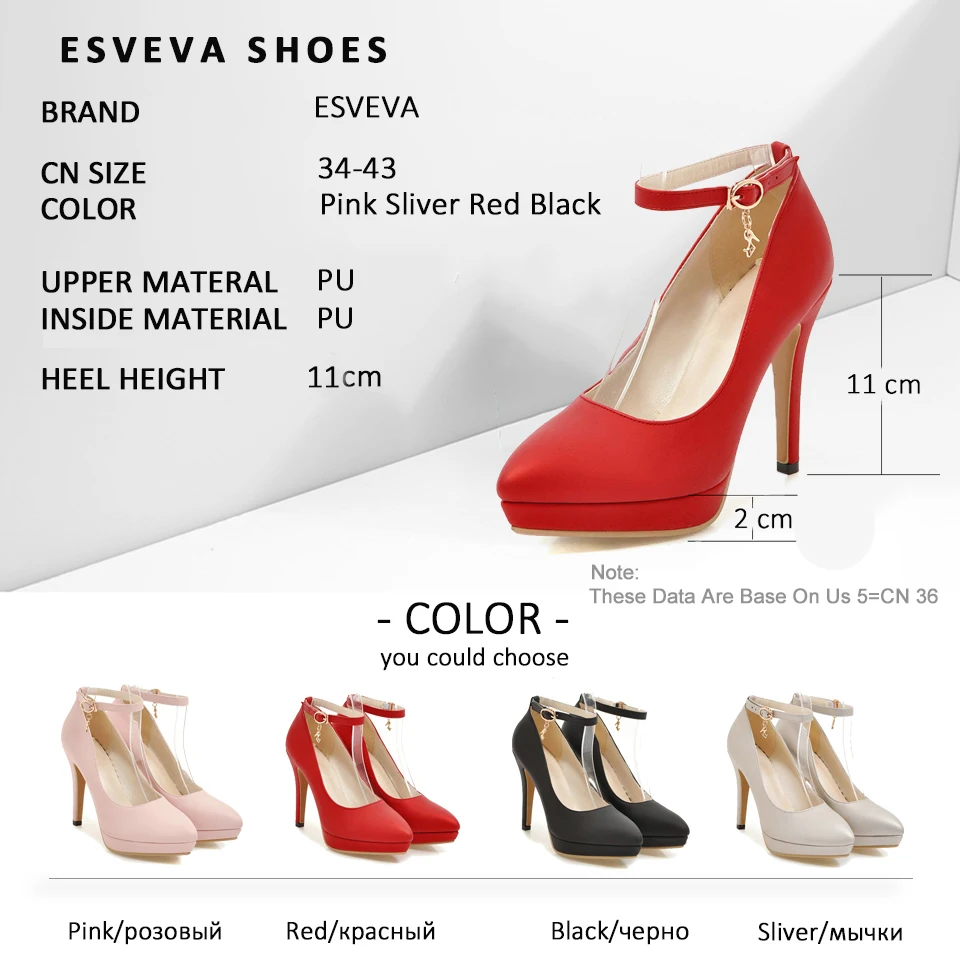 ESVEVA 2018 Women Pumps Shoes Concise Soft Leather Thin High Heels Pointed Toe Fashion Buckle Platform Women Shoes Size 34-43
ESVEVA 2018 Women Pumps Shoes Concise Soft Leather Thin High Heels Pointed Toe Fashion Buckle Platform Women Shoes Size 34-43