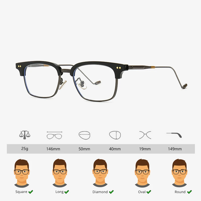 Handcraft Myopia Prescription Glasses Progressive Photochromic Glasses Multifocal Men Half Frame Korean Designer Glasses Frames
Handcraft Myopia Prescription Glasses Progressive Photochromic Glasses Multifocal Men Half Frame Korean Designer Glasses Frames