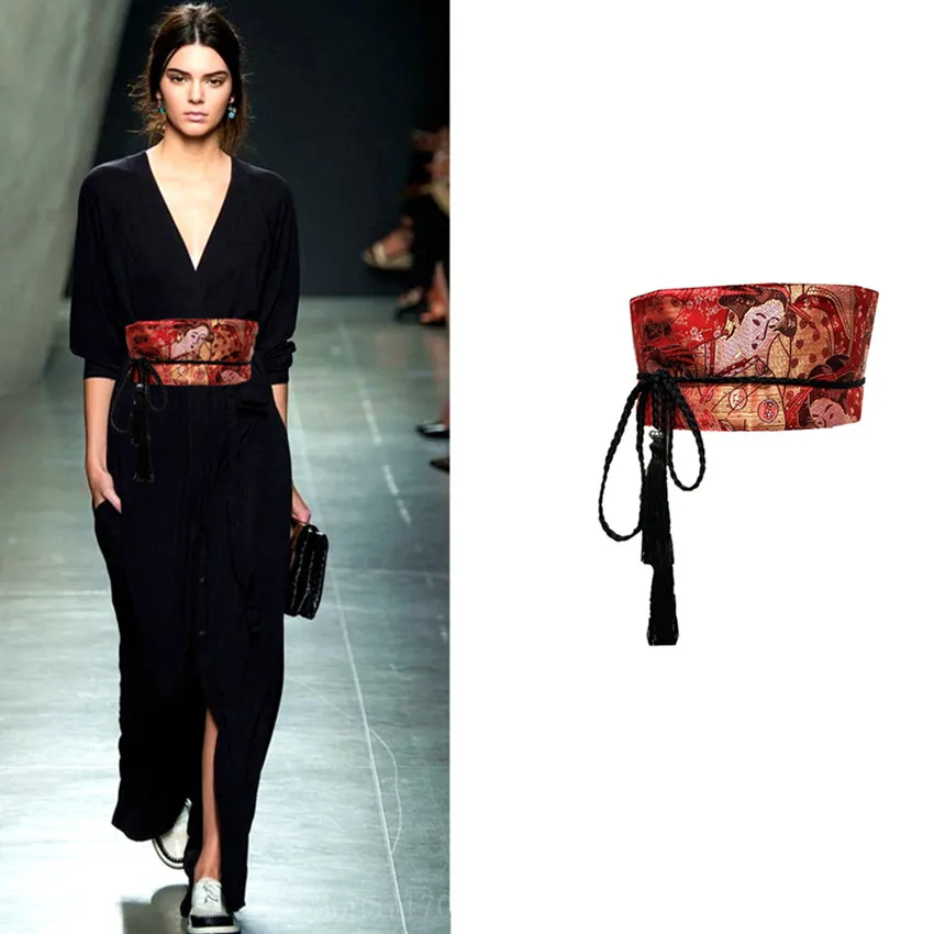 Japanese Kimono Fashion Tassel Obi Dress Summer Women Crane Belt Traditional Ethnic Black V Neck Dress Obi Yukata Streetwear
Japanese Kimono Fashion Tassel Obi Dress Summer Women Crane Belt Traditional Ethnic Black V Neck Dress Obi Yukata Streetwear
