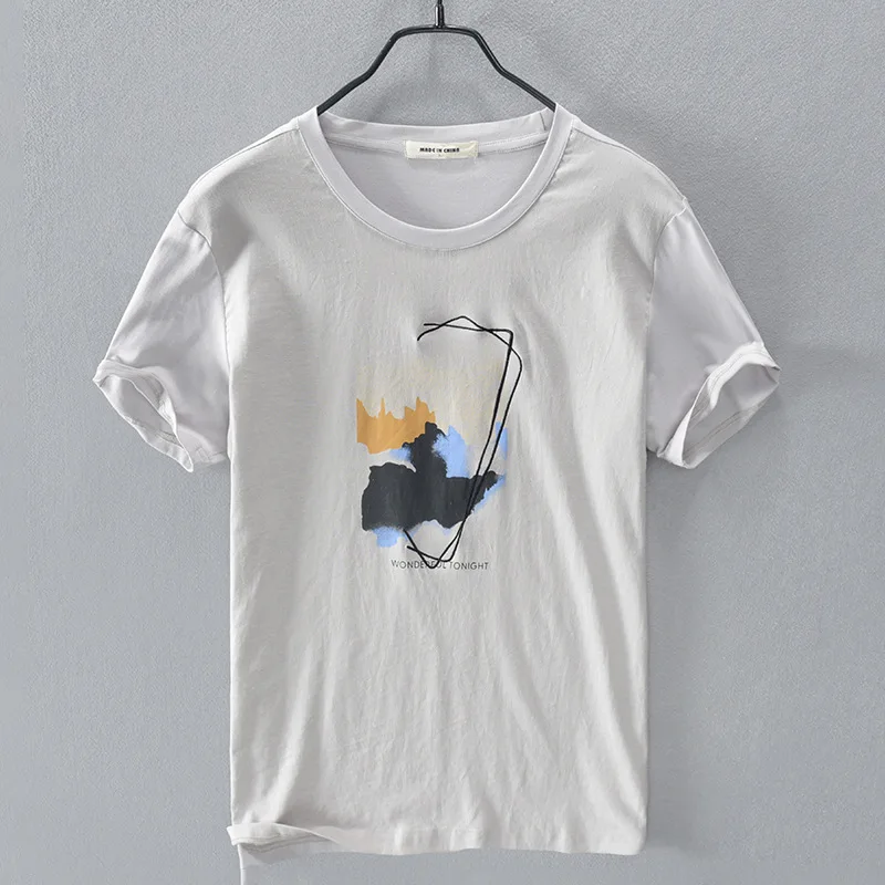 RC102 Men T-Shirt Summer New Chic Personalized Letter Ink Printing Soft White Linen Casual Short Sleeved Round Neck Tops Tees
RC102 Men T-Shirt Summer New Chic Personalized Letter Ink Printing Soft White Linen Casual Short Sleeved Round Neck Tops Tees