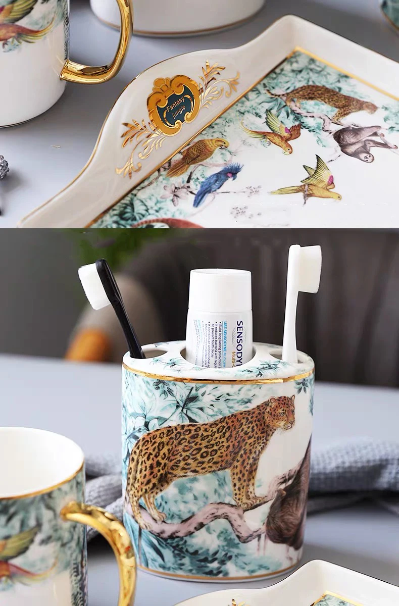 Light luxury ceramic bathroom set 5/6pcs with tray soap dispenser ceramic lotion bottle soap dish toothbrush holder mouthwash cu
Light luxury ceramic bathroom set 5/6pcs with tray soap dispenser ceramic lotion bottle soap dish toothbrush holder mouthwash cu