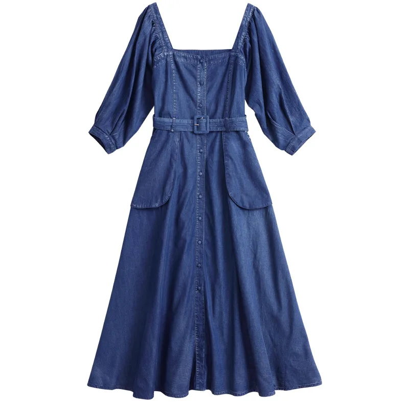 Women Belt Big Pocket Soft Jeans Dresses Female Loose Casual Vintage Streetwear Fashion Denim Dress Ladies Long Dress
Women Belt Big Pocket Soft Jeans Dresses Female Loose Casual Vintage Streetwear Fashion Denim Dress Ladies Long Dress