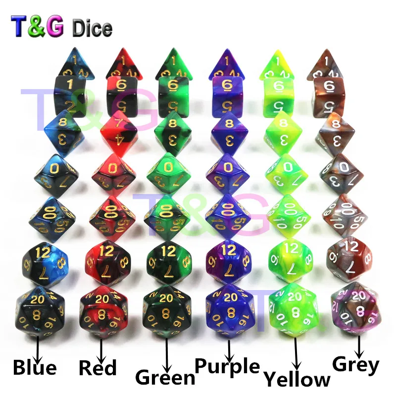 T & G абсолютно новый набор игральных костей из 7 штук с эффектом туманности Poker D d D4
