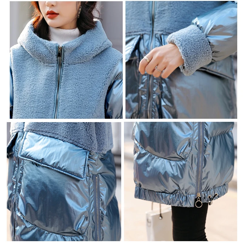 High Quality Glossy 2021 New Winter Jacket Women Warm Hooded Long Coat Shining Fabric Stylish Female Parka Lambswool Splice Coat
High Quality Glossy 2021 New Winter Jacket Women Warm Hooded Long Coat Shining Fabric Stylish Female Parka Lambswool Splice Coat